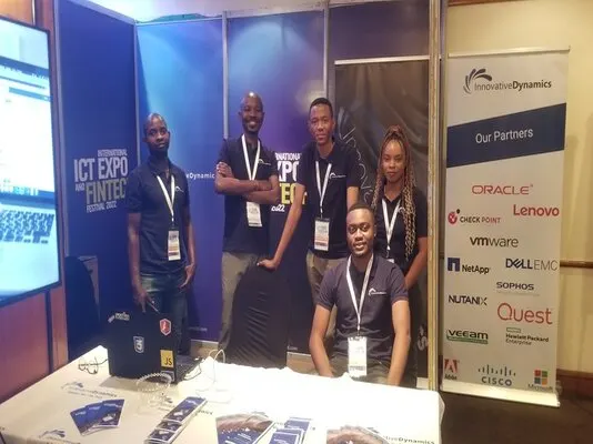 The Innovative Dynamics team on their stand at the ICT Expo and Fintech summit